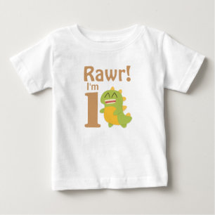 Camiseta Para Bebê Primeiro Aniversário, Rawr! Eu tenho 1, Dino Fofo