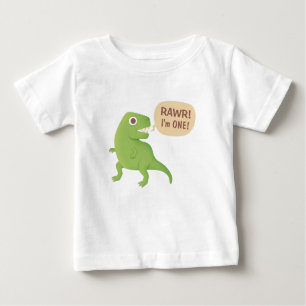 Camiseta Para Bebê Primeiro aniversário, Rawr! Sou 1, Cute Dino Baby