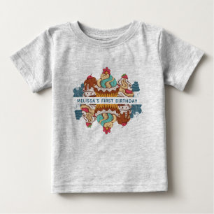 Camiseta Para Bebê primeiro aniversario Retro Style Cupcakes Doce Sob