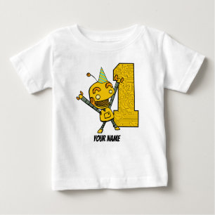 Camiseta Para Bebê Primeiro aniversario Robot