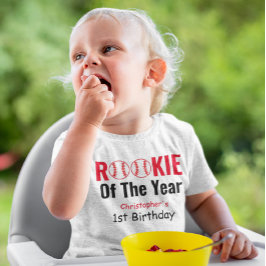 Camiseta Para Bebê Primeiro aniversario Rookie Baseball