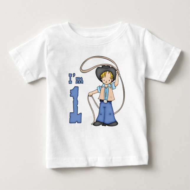 Camiseta Para Bebê Primeiro aniversario Roper Cowboy (Frente)