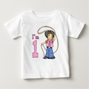 Camiseta Para Bebê Primeiro aniversario Roper Cowgirl