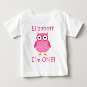 Camiseta Para Bebê Primeiro aniversario Rosa Para Ela A02
