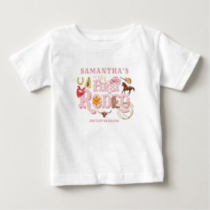 Camiseta Para Bebê Primeiro aniversario Rosa Selvagem Ocidental Prime