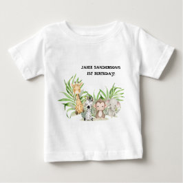 Camiseta Para Bebê Primeiro aniversario Safari Adventure