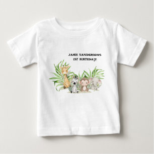 Camiseta Para Bebê Primeiro aniversario Safari Adventure