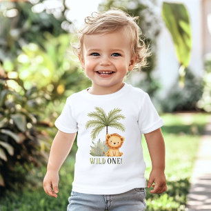 Camiseta Para Bebê Primeiro aniversario Safari Selvagem Um