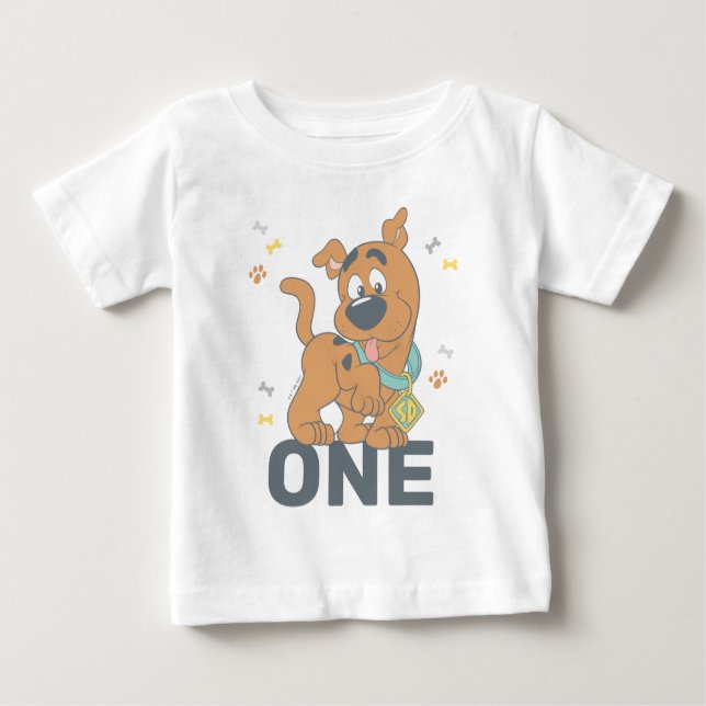 Camiseta Para Bebê Primeiro aniversario Scooby-Doo (Frente)