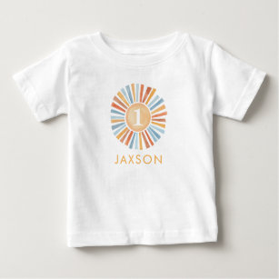 Camiseta Para Bebê Primeiro aniversario Sol-Shirt Cute Boho