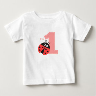 Camiseta Para Bebê Primeiro Aniversário, Sou Um, Joaninha fofa