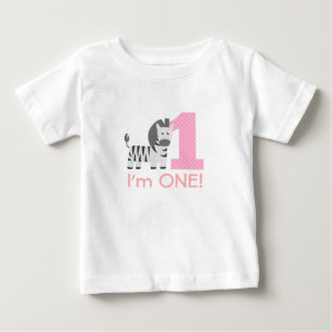 Camiseta Para Bebê Primeiro Aniversário, Sou Um, Zebra Fofa