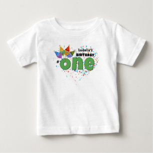 Camiseta Para Bebê primeiro aniversario T-Shirt com Chapéu de Festa e