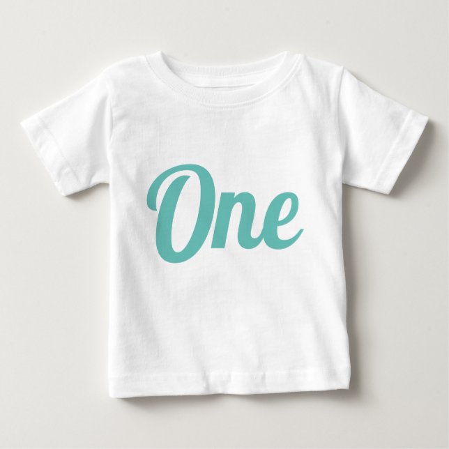 Camiseta Para Bebê Primeiro Aniversário Teal (Frente)