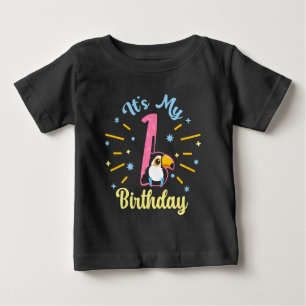 Camiseta Para Bebê Primeiro aniversario Toque Bonito De Nascimento De
