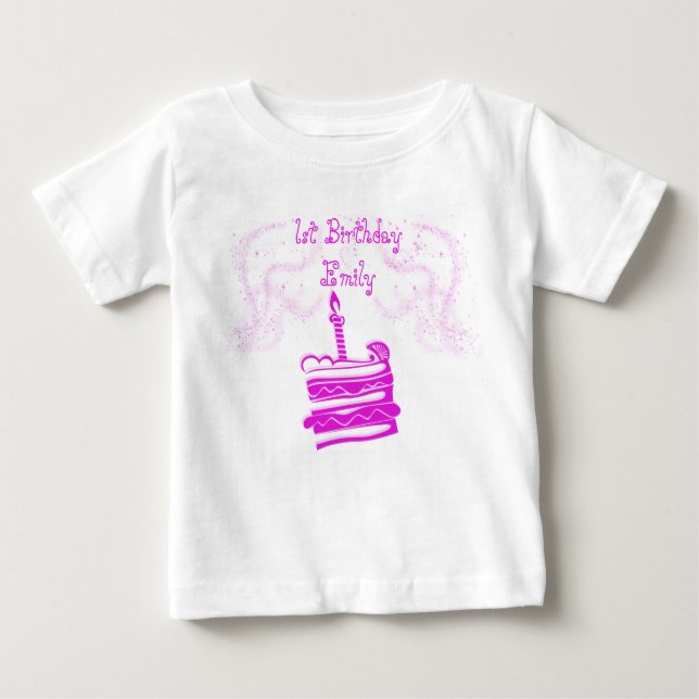 Camiseta Para Bebê Primeiro aniversario Tutu Tee (Frente)