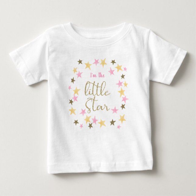 Camiseta Para Bebê primeiro aniversario Twinkle Little Star Baby Girl (Frente)