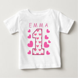 Camiseta Para Bebê primeiro aniversario Um com Nome Personalizado de 