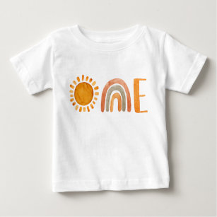 Camiseta Para Bebê Primeiro aniversario Único de Boho de Aquarela