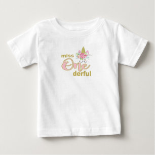 Camiseta Para Bebê Primeiro aniversario Unicorn maravilhoso