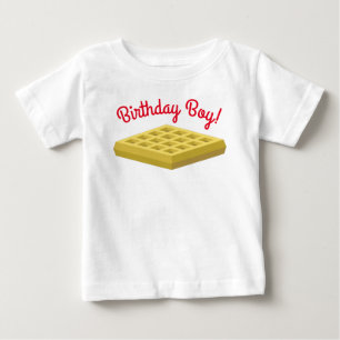 Camiseta Para Bebê Primeiro aniversario Waffle Cute Breakfast Brunch