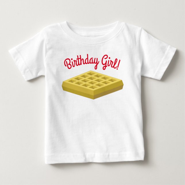 Camiseta Para Bebê Primeiro aniversario Waffle Cute Breakfast Brunch  (Frente)