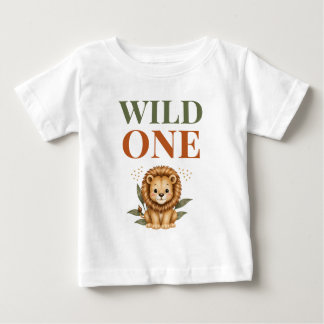 Camiseta Para Bebê Primeiro Aniversário Wild One Safari