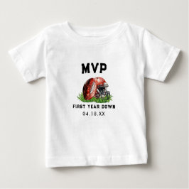 Camiseta Para Bebê Primeiro Ano de Futebol Aniversário de 1 ano
