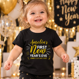 Camiseta Para Bebê Primeiro Ano Novo do Bebê Personalizado