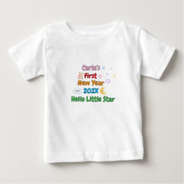 Camiseta Para Bebê Primeiro Ano Novo Personalizado do Bebê – Design F