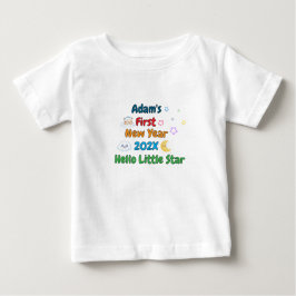 Camiseta Para Bebê Primeiro Ano Novo Personalizado do Bebê – Design F