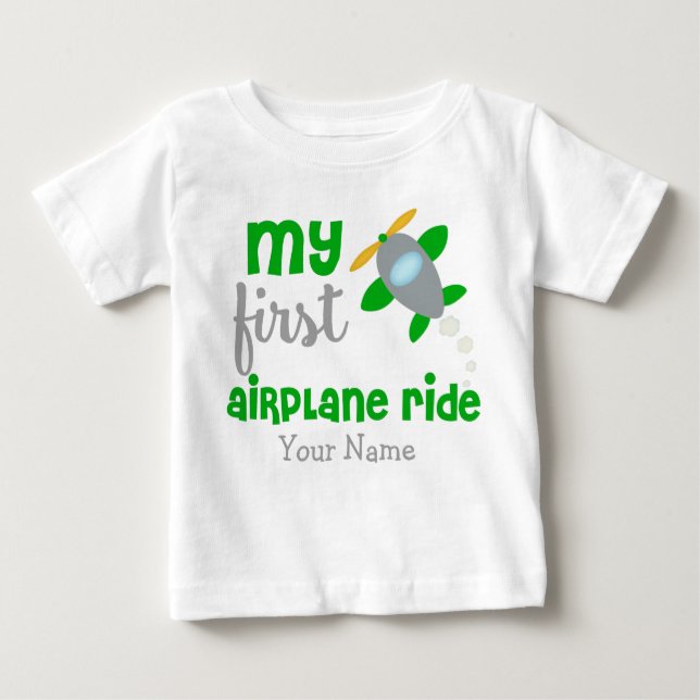 Camiseta Para Bebê Primeiro Avião Trip Personalizado (Frente)