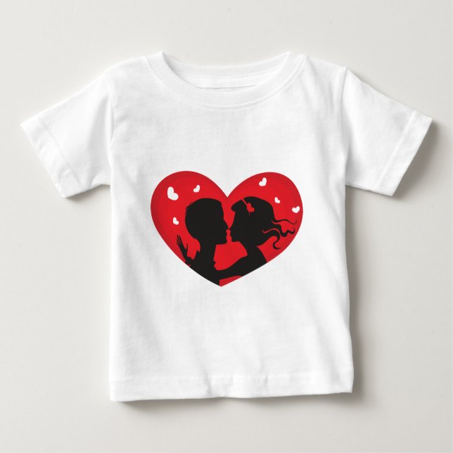 Camiseta Para Bebê Primeiro Beijo (Frente)