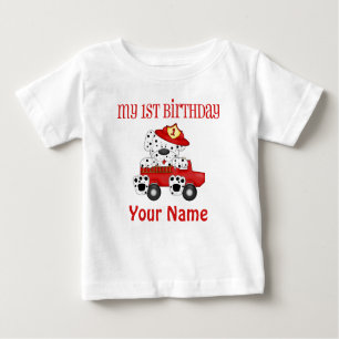 Camiseta Para Bebê Primeiro carro de bombeiros do aniversário