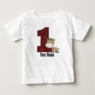Camiseta Para Bebê Primeiro Cavalo de Vaqueiro de Aniversário
