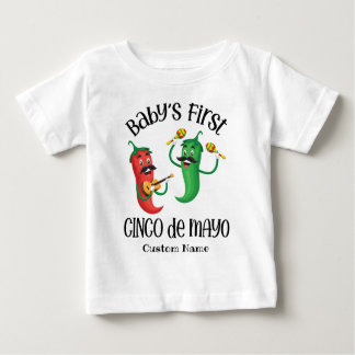 Camiseta Para Bebê Primeiro Cinco de Mayo do Bebê Personalizado