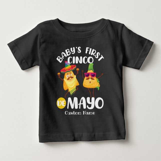 Camiseta Para Bebê Primeiro Cinco de Mayo do Bebê Personalizado (Frente)