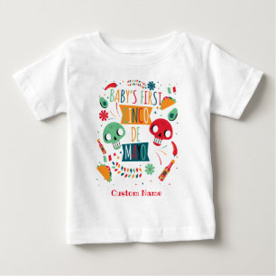 Camiseta Para Bebê Primeiro Cinco de Mayo do Bebê Personalizado
