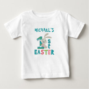 Camiseta Para Bebê Primeiro coelho de Páscoa Personalizado 1º