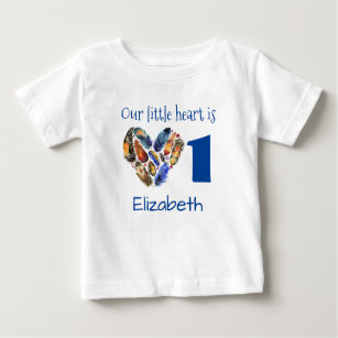 Camiseta Para Bebê Primeiro Coração De Aniversário Feito De Penas Per
