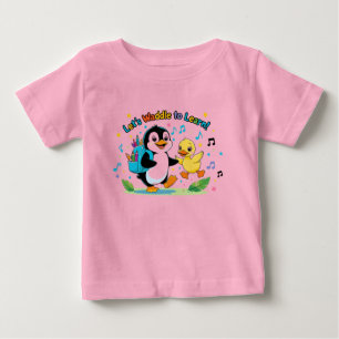 Camiseta Para Bebê Primeiro Dia da Escola do Pinguim