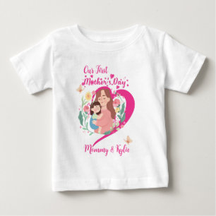 Camiseta Para Bebê Primeiro Dia das Mães a Matar Mãe e Filha