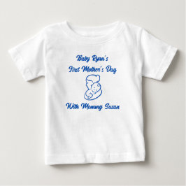 CAMISETA PARA BEBÊ PRIMEIRO DIA DAS MÃES DO BEBÊ COM SILHUETA DA MÃE