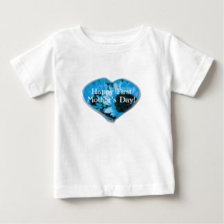 Camiseta Para Bebê "Primeiro Dia de as mães Feliz" - Girassóis Azuis/
