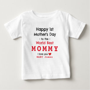CAMISETA PARA BEBÊ PRIMEIRO DIA DE AS MÃES FELIZ - PERSONALIZE A TI