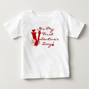 Camiseta Para Bebê Primeiro dia dos namorados do bebê