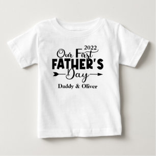 Camiseta Para Bebê Primeiro Dia dos Pais Branco