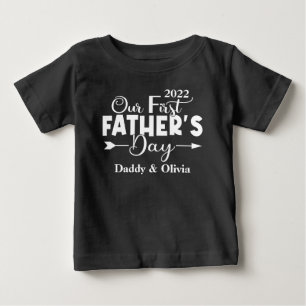 Camiseta Para Bebê Primeiro Dia dos Pais Preto
