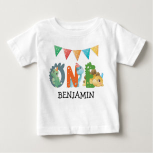 Camiseta Para Bebê Primeiro Dinossauro de Aniversário
