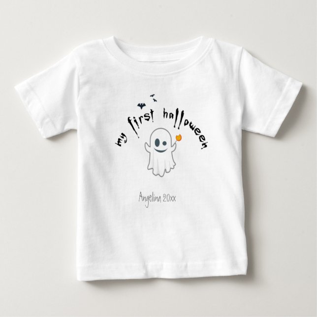 Camiseta Para Bebê Primeiro Fantasma Personalizado de Cuecas do Hallo (Frente)